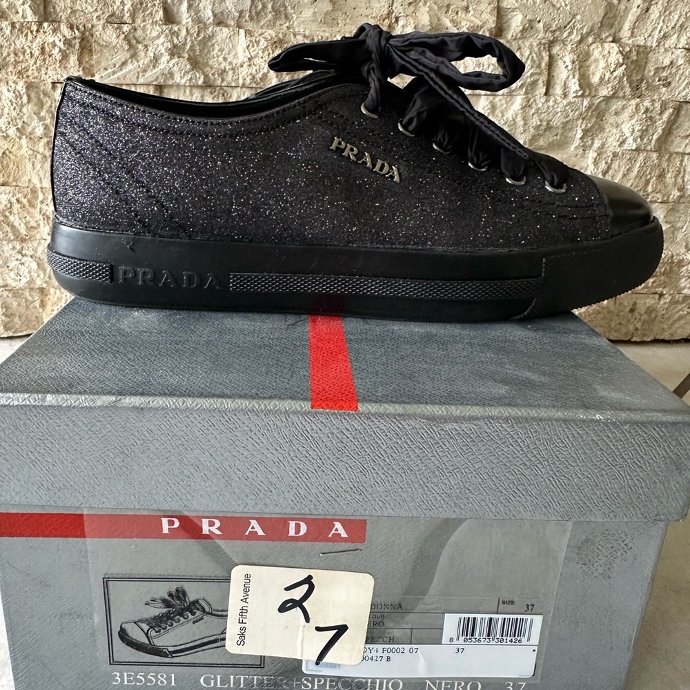 Prada Black Glitter Sneakers